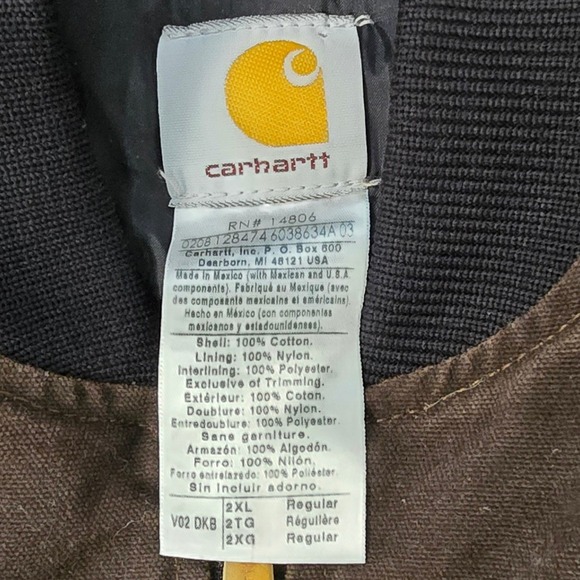 Carhartt Mens‎ 2XL Duck Detroit Vest Brown Quilted Lined Zip Front Workwear Warm - Picture 4 of 9